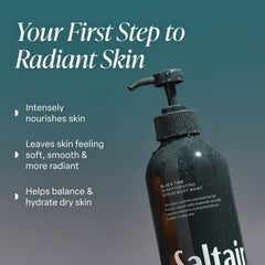 Close-up of Saltair body wash lather forming rich foam for silky skin.