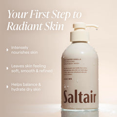 Saltair Salt Water Vanilla pump top on display for easy dispensing.
