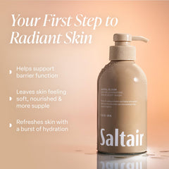 Close-up of creamy lather from Saltair Santal Bloom shower gel.