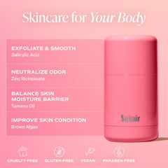 Saltair Skincare Deodorant shows no white marks after application for a clean look.