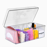 Samchilderlan lash extension organizer with clear lid for quick item retrieval on a busy station.
