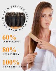 Samnyte boar bristles distribute natural oils for balanced shine.