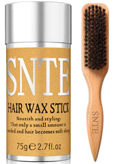 Samnyte slick back brush package shows beech wood handle and soft boar bristles for gentle styling.