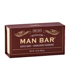 San Francisco Soap Company barra hombre almizcle exótico y sándalo, empaque premium.