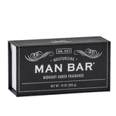 San Francisco Soap Company Midnight Amber Man Bar in a textured leather box, ideal gift.