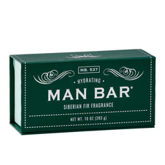 San Francisco Soap Company Siberian Fir Man Bar packaging highlights rugged design and eco-friendly values.