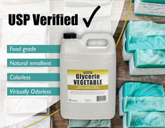 Sanco Industries glycerin 1 gal label close-up highlighting purity and quality.