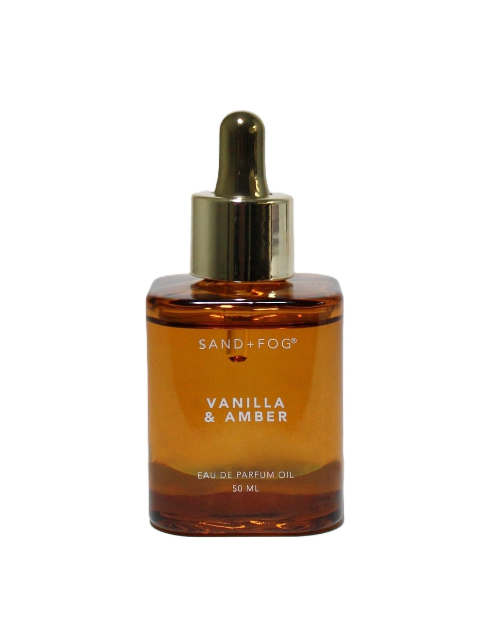 Sand and Fog Vanilla and Amber EDP Oil bottle with dropper for precise, long-lasting fragrance.
