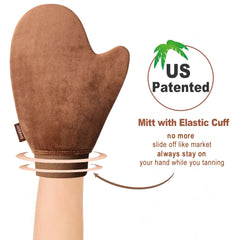 Sanfery mitt velvet texture glides smoothly for even coverage.