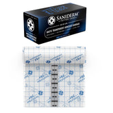 Saniderm Flex tattoo bandage applied on skin showing flexible coverage for active movement