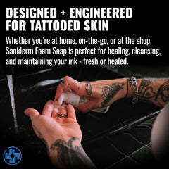 Saniderm Foaming Tattoo Soap, ingredientes naturales como coloidal de plata y aloe vera.