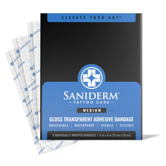 Saniderm curita original para tatuaje, banda protectora para una curación limpia.