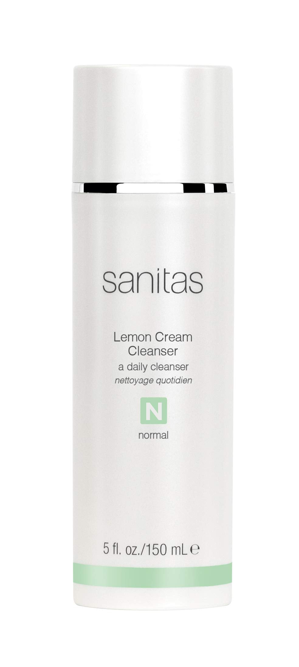 Sanitas Lemon Cream Cleanser bottle with citrus-infused formula for gentle daily cleansing