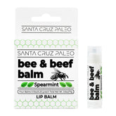 Bálsamo labial Santa Cruz Paleo con sebo de res y menta, hidratación duradera.
