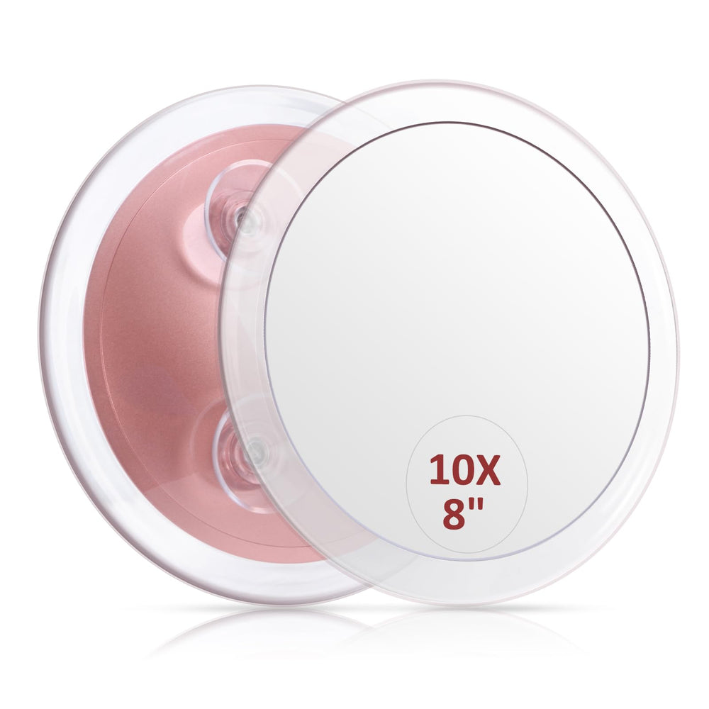 SANTOO 8-inch round magnifying mirror for precise grooming and detailed makeup application.