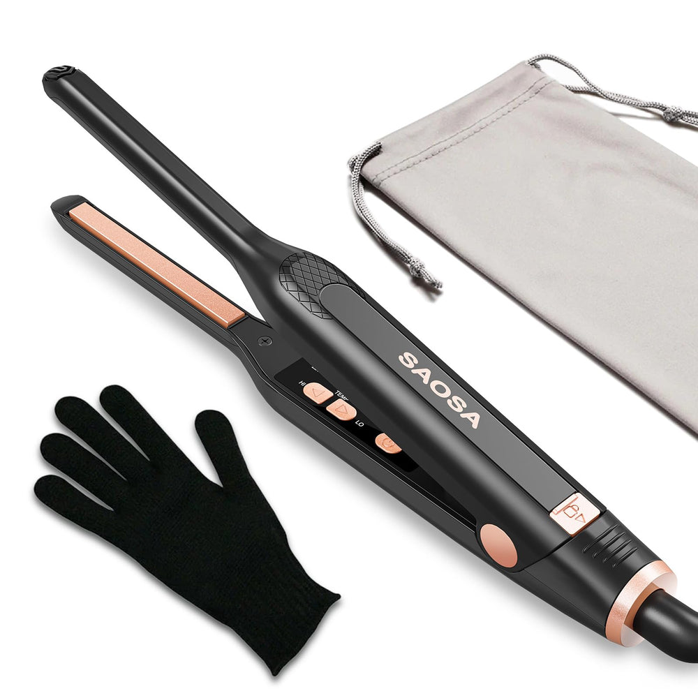 SAOSA pencil flat iron for short hair with slim 0.3-inch plates for precise styling