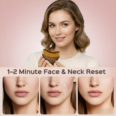 Saparay lymphatic contour brush promotes jawline sculpting along the neck.