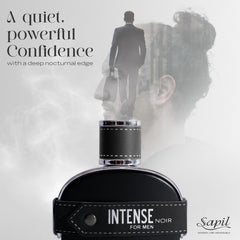 Sapil Intense Noir bottle cap close-up with luxe finish for daily wear