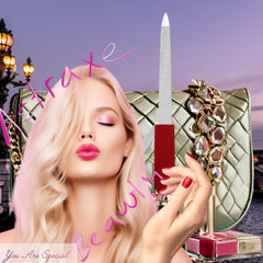 Sapphire-coated double-sided grit for efficient shaping and smoothing of gel and acrylic nails.