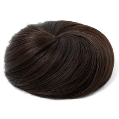 SARLA dark brown donut bun with drawstring for secure, comfortable wear