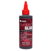 Sassi Eyelash Glue Dark 4oz bottle pour for quick-drying, waterproof hold.