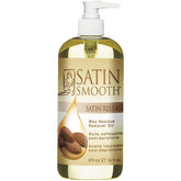 Satin Smooth Satin Release remover oil bottle dissolves wax residue for a clean finish.