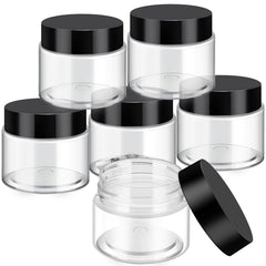 SATINIOR six-pack 3 oz jars with wide-mouth lids for easy filling and quick content ID.