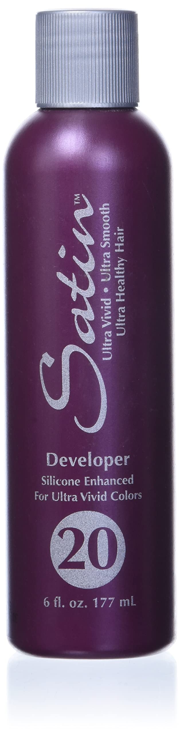 SATIN SMOOTH Satin Oxide Developer 20 Volume bottle for even color lift.