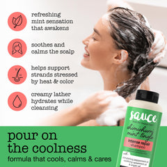 SAUCE Intense Repair Shampoo: mezcla de aceites de argán, mongongo y macadamia suavizando el cabello.