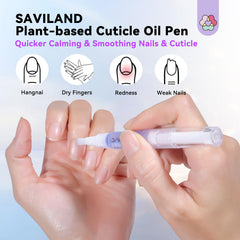 Aplicación de cutícula SAVILAND: masaje suave para hidratar uñas.
