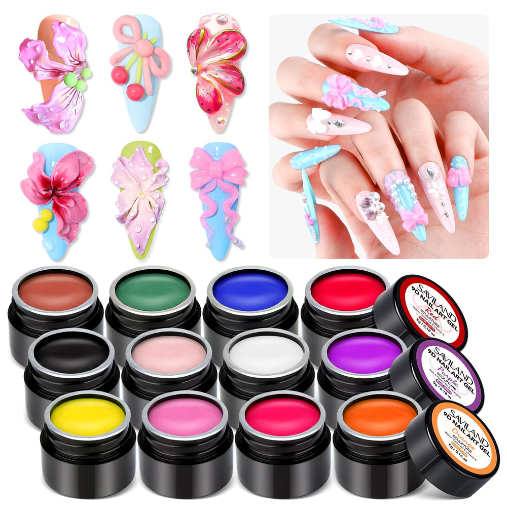 SAVILAND set de gel 3D con 12 colores para uñas y diseños duraderos