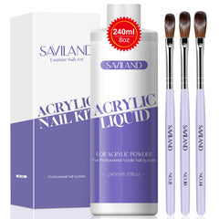 SAVILAND monomer liquid bottle pour showing smooth flow for easy use.