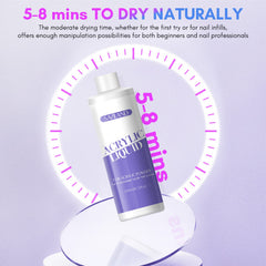 SAVILAND monomer liquid air dries in five to eight minutes for efficient nail art.
