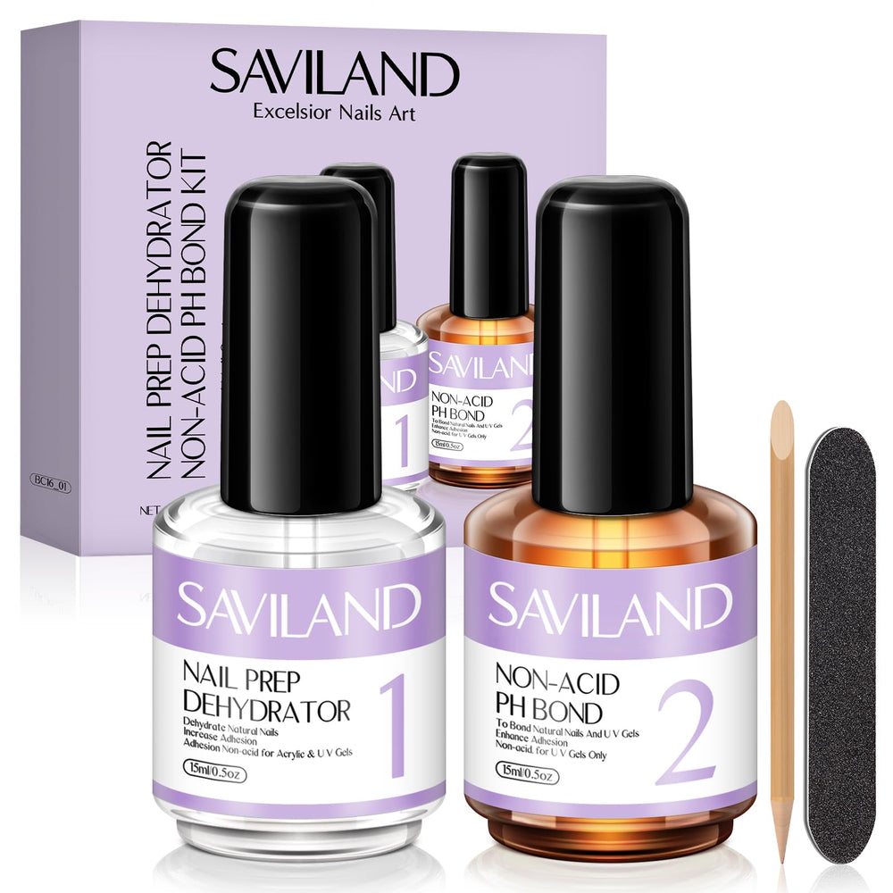 Saviland nail dehydrator bottle ready for prep, enhancing adhesion for long-lasting polish.