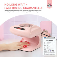 SAVILAND Nail Dryer hand-inside-warm-air shows fast drying.