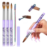 Pinceles de SAVILAND para uñas, cabos morados, set profesional para aplicación precisa.
