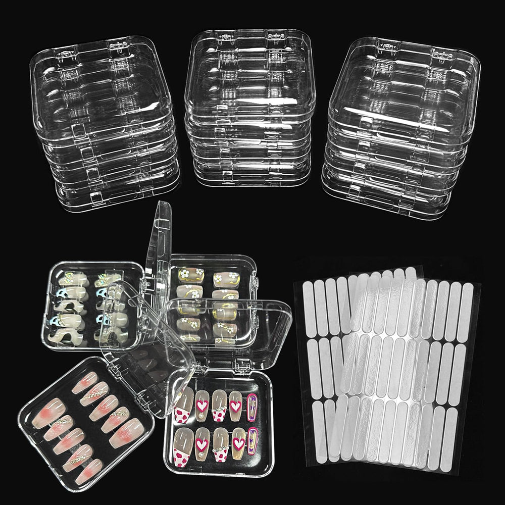 Sawvolker 12pcs press-on nail box with clear lid for easy product display and dust protection
