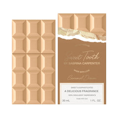 SCENT BEAUTY Sabrina Carpenter Caramel Dream cap closeup highlighting premium packaging.