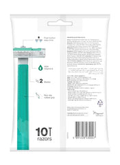 Close-up of Schick Exacta2 Sensitive razor head with two blades.