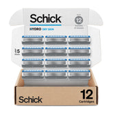 Schick Hydro Dry Skin refill close-up showing durable blades for a smoother shave
