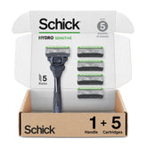 Schick Hydro Sensitive Razor close-up showing 5 blades for a smooth shave.