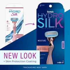 Schick Hydro Silk Rose Gold razor head close-up highlighting the blade assembly for close passes.