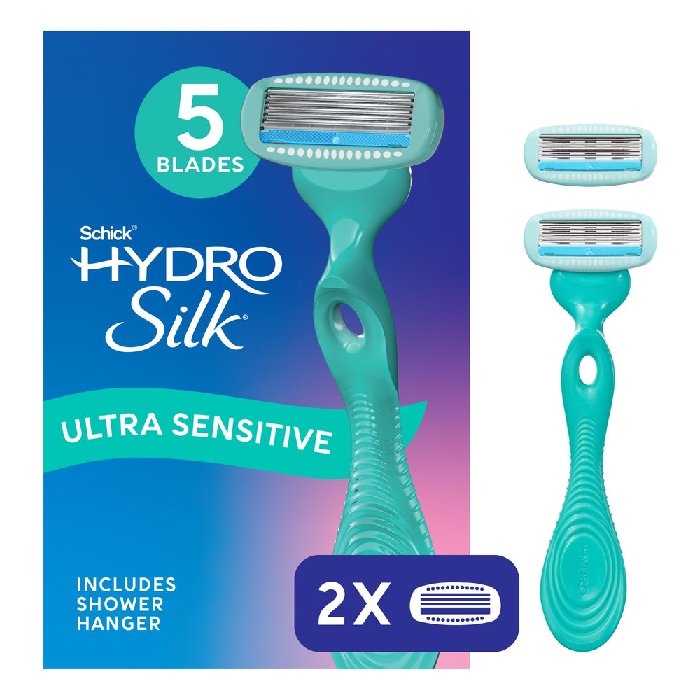 Schick Hydro Silk Sensitive razor head close-up for precise shaving