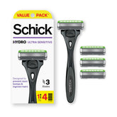 Schick Hydro Ultra Sensitive Razor handle with ergonomic grip for precise shaving