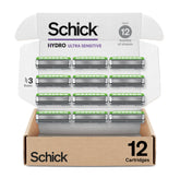Schick Hydro Ultra Sensitive refill close-up showing 3 blades for a smooth shave