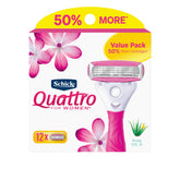 Schick Quattro Womens razor refills packed close-up, offering easy replacement for a smooth, ready-to-use shave.