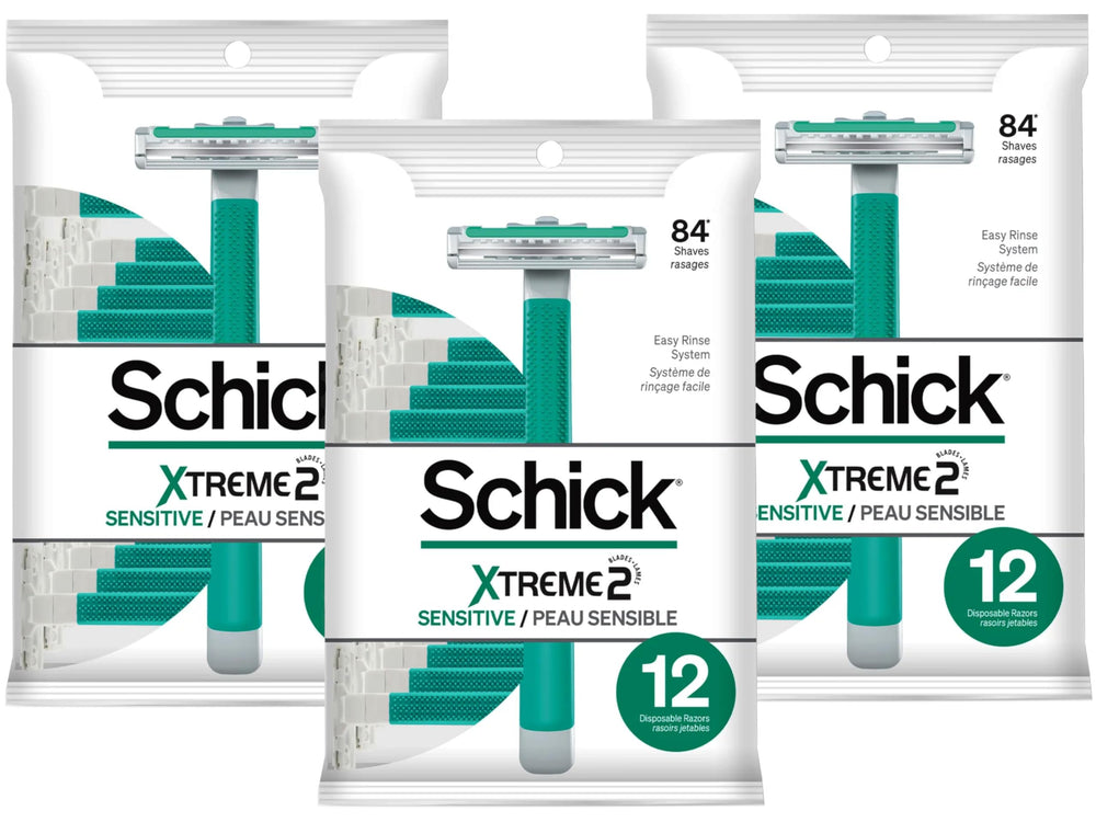 Schick ST2 pack of 3 razor image, non-slip grip for steady shaving