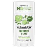 Schmidt's Bergamot & Lime deodorant packaging highlighting aluminum-free formula for fresh use