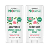 Schmidt's cactus flower and pear deodorant stick front view showing aluminum-free protection.