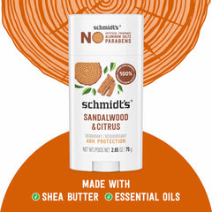 Schmidt's Sandalwood & Citrus application swipe on underarms